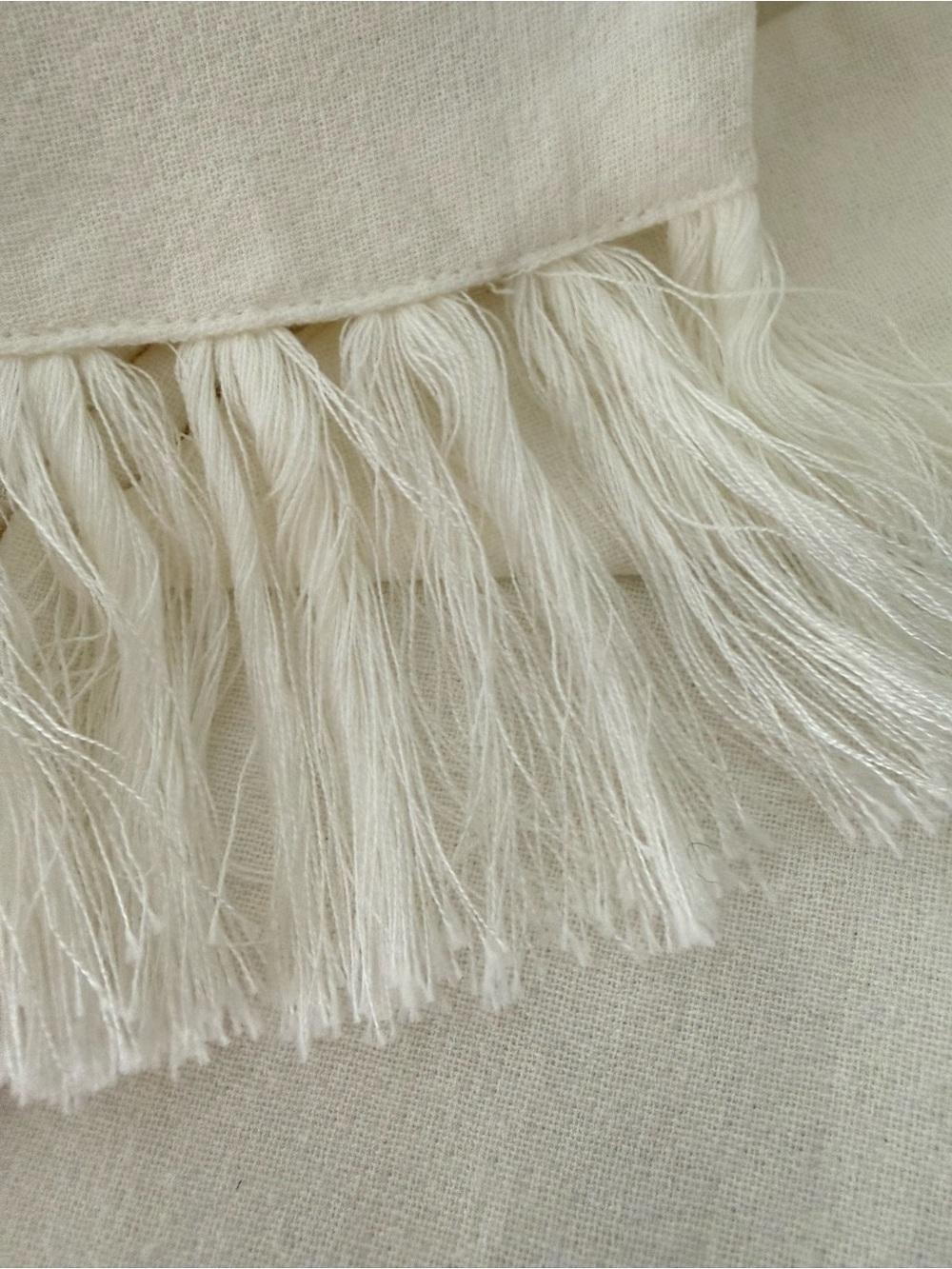 Mango Fringed Organic Cotton Wrap Skirt Cream Medium NEW - Picture 6 of 11